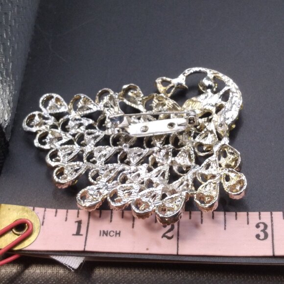 Modern blue rhinestone Peacock Brooch - Picture 2 of 2